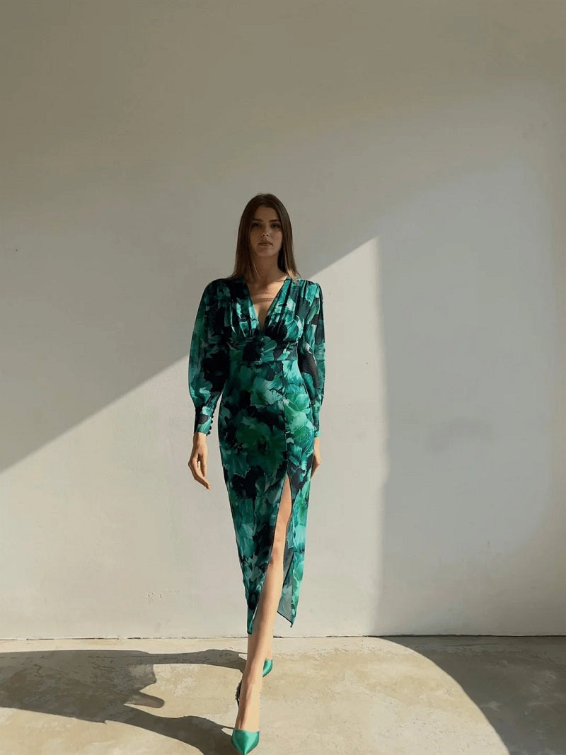 Posy | Floral V-Neck Midi Dress