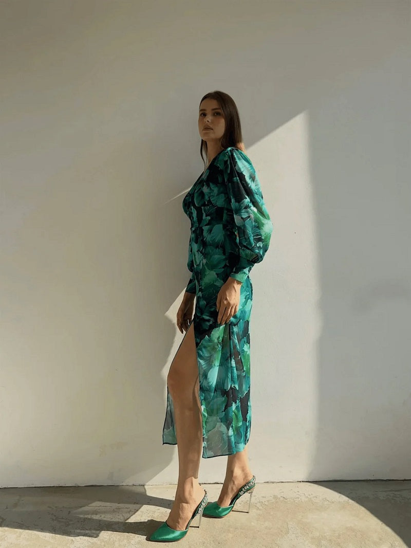 Posy | Floral V-Neck Midi Dress