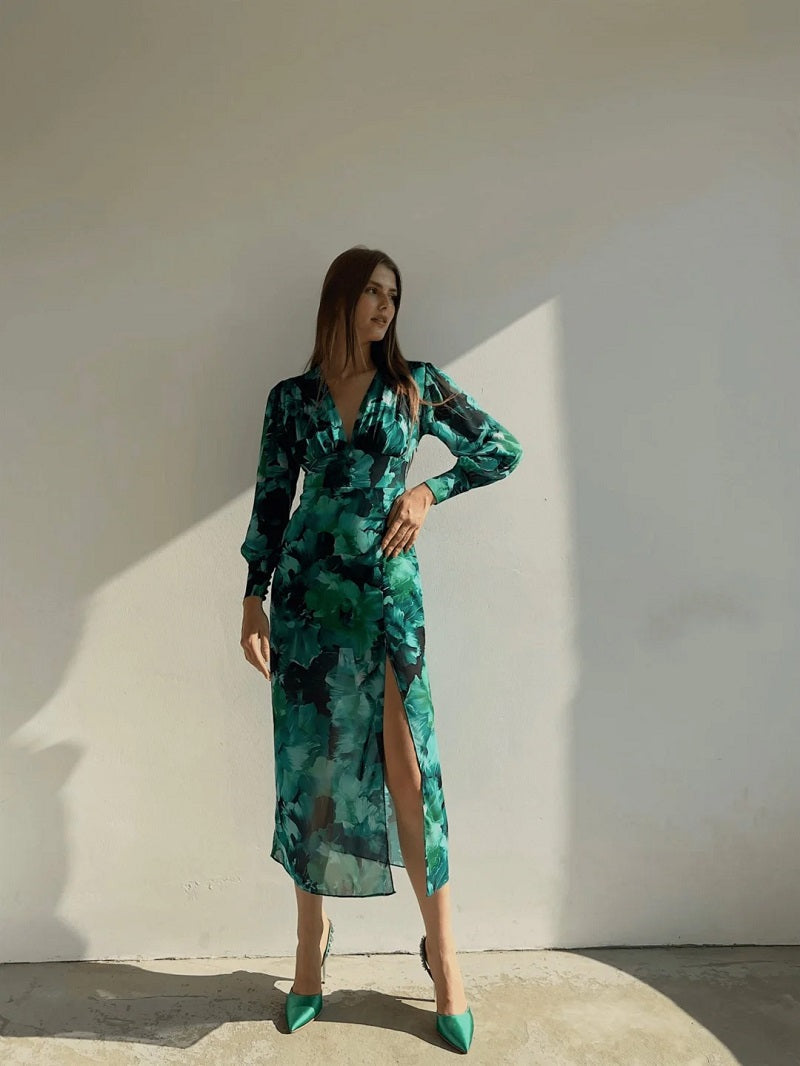 Posy | Floral V-Neck Midi Dress