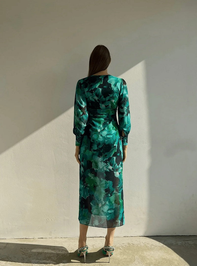 Posy | Floral V-Neck Midi Dress