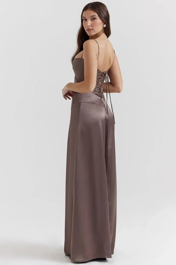 Gabriella | The Silky Satin Corset Maxi Dress