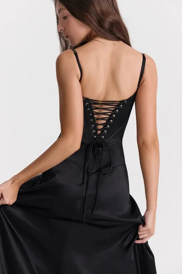 Gabriella | The Silky Satin Corset Maxi Dress