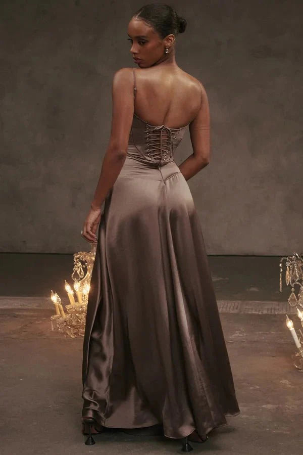 Gabriella | The Silky Satin Corset Maxi Dress