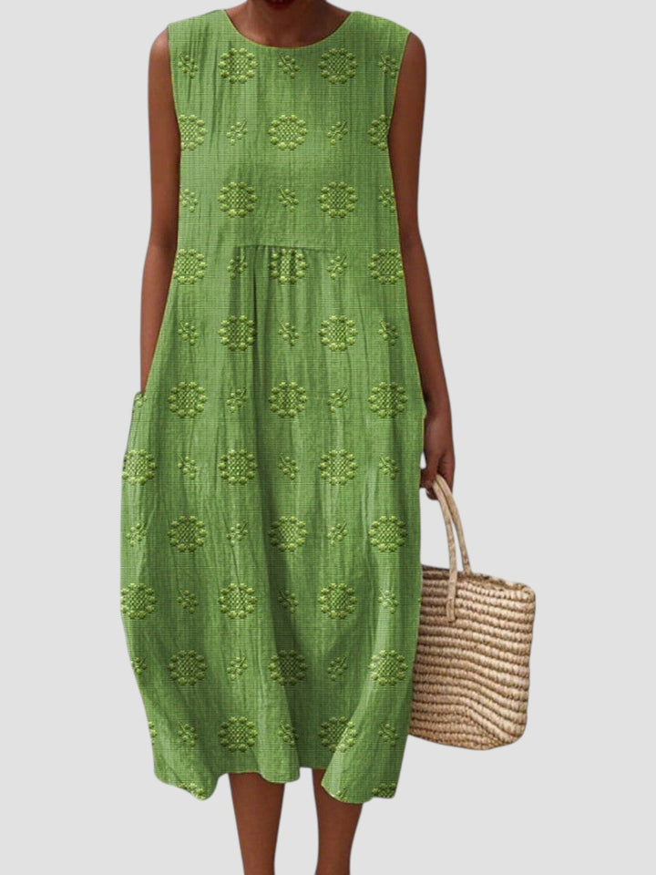 Jenna | Textured Sleeveless Midi Dress