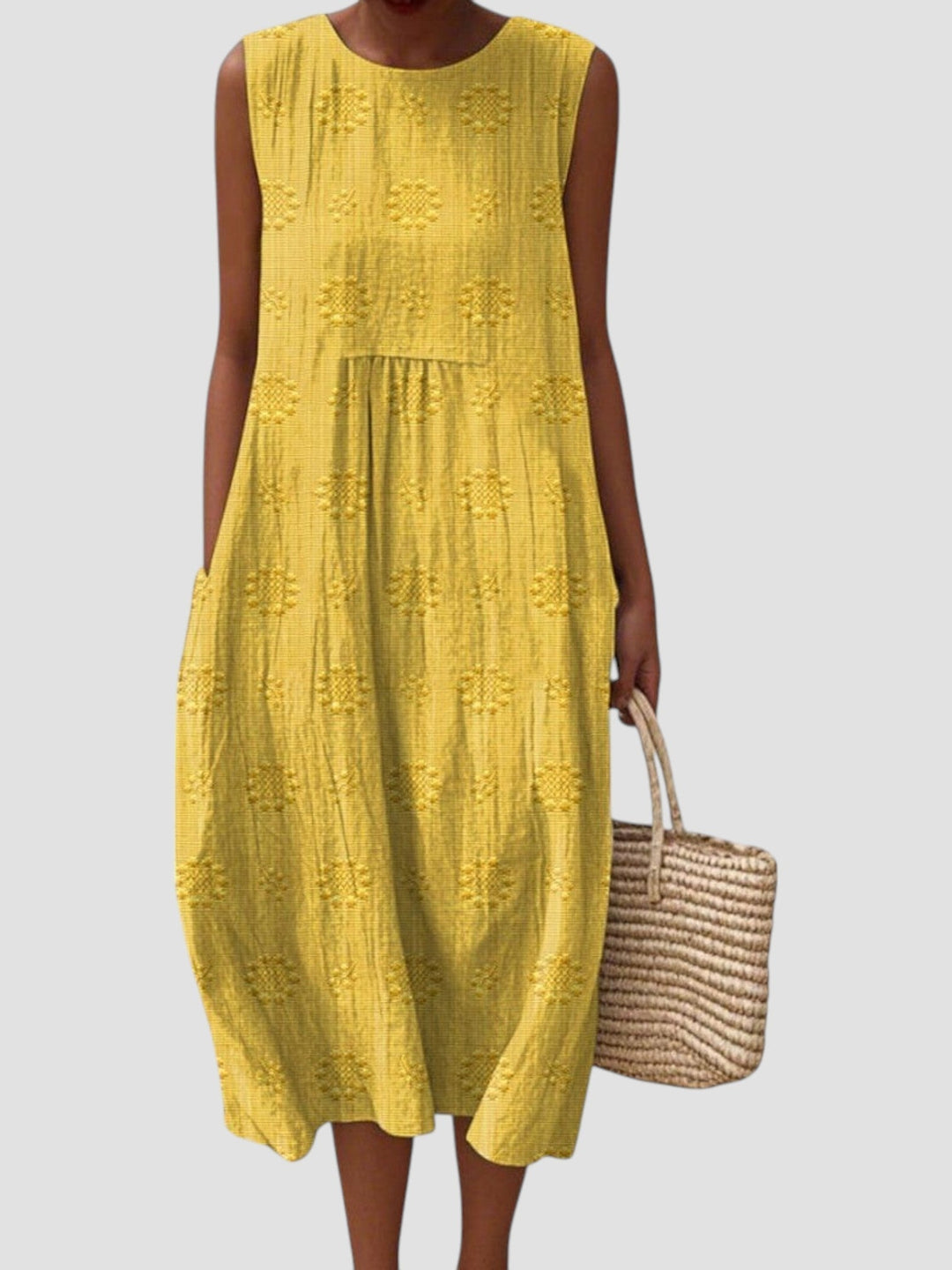 Jenna | Textured Sleeveless Midi Dress