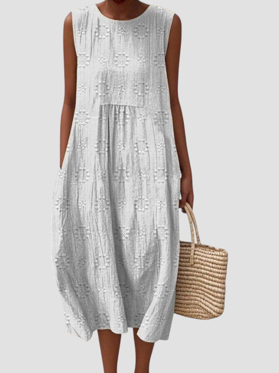 Jenna | Textured Sleeveless Midi Dress