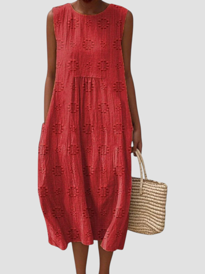 Jenna | Textured Sleeveless Midi Dress