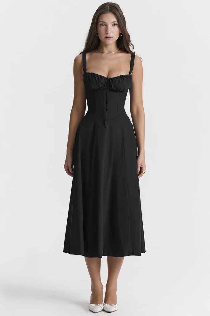 Evie | Floral Bustier Midi Dress