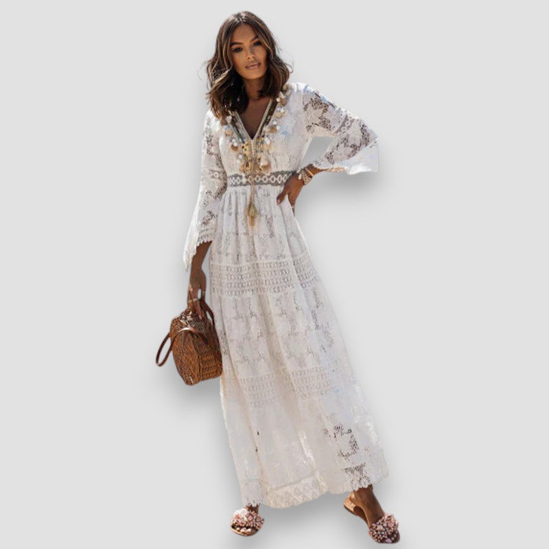Ffion | Tassel Detail Lace Maxi Dress