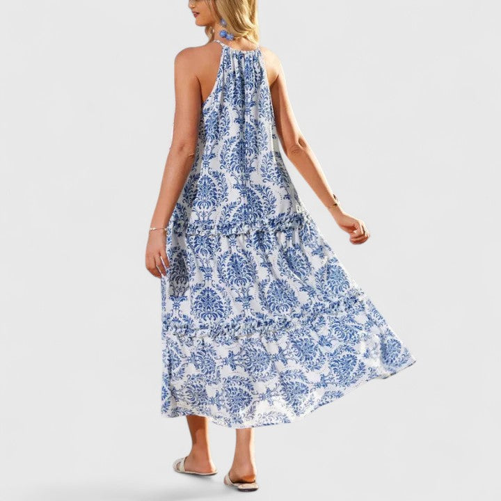 Naomi | Women's Halter Neck Bohemian Printed Maxi Dress