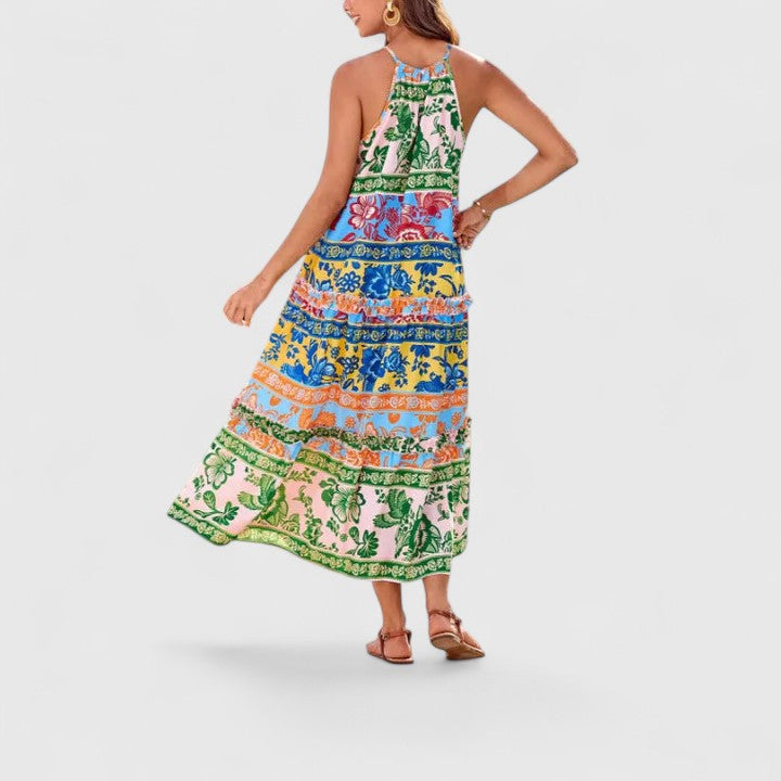 Naomi | Women's Halter Neck Bohemian Printed Maxi Dress