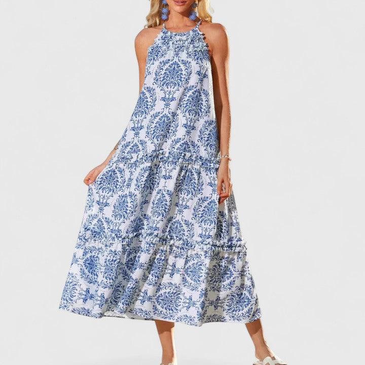 Naomi | Women's Halter Neck Bohemian Printed Maxi Dress