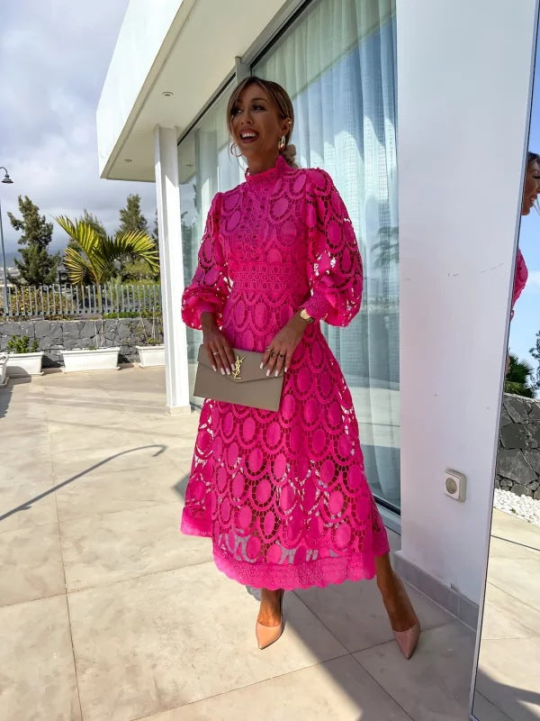 Hailey | Women’s Midi Dress with Long Sleeves and High Neck
