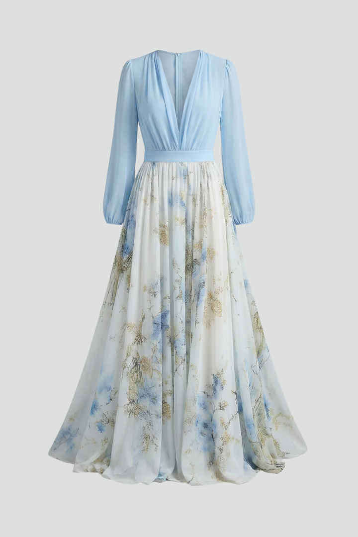 Brynn | Women’s Sheer Sleeves Maxi Dress