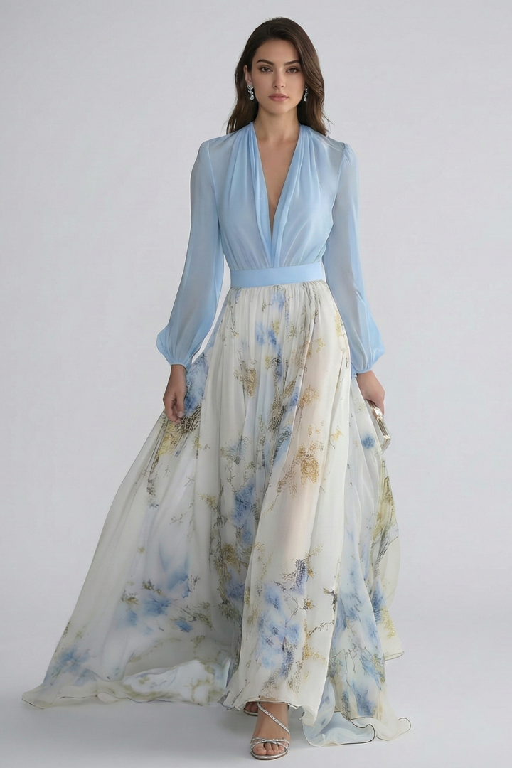 Brynn | Women’s Sheer Sleeves Maxi Dress