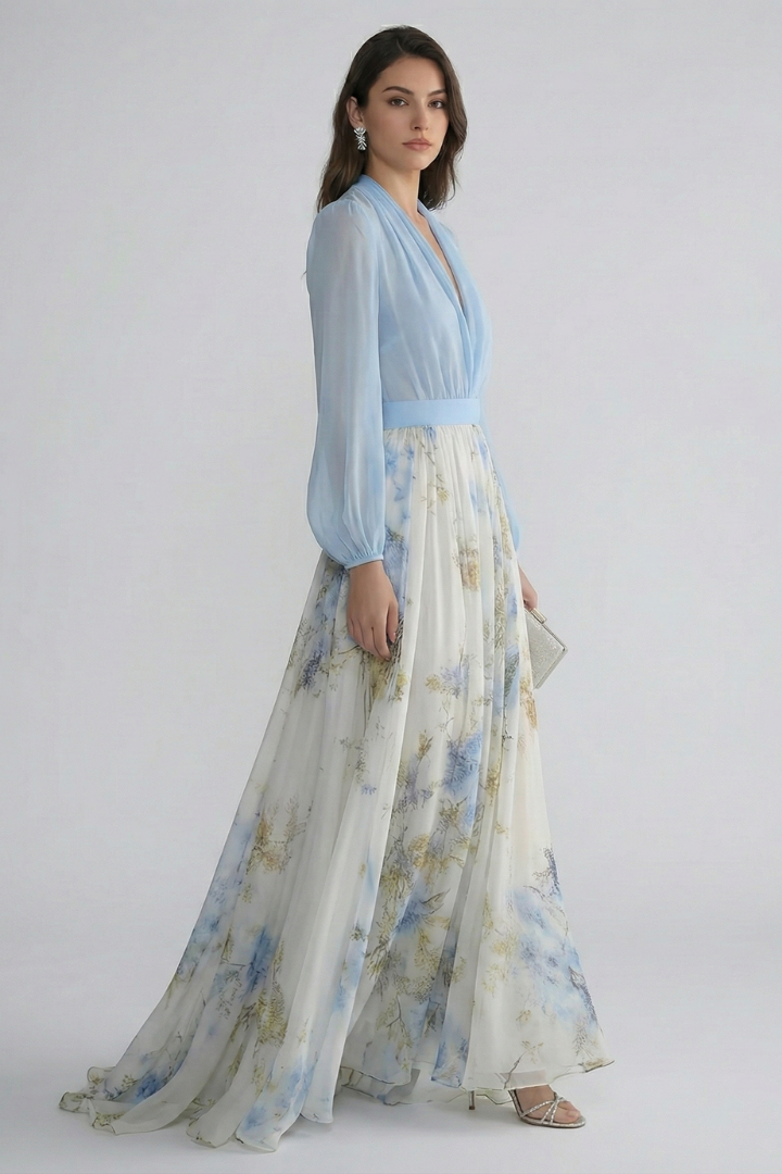 Brynn | Women’s Sheer Sleeves Maxi Dress
