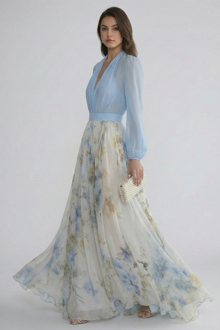 Brynn | Women’s Sheer Sleeves Maxi Dress