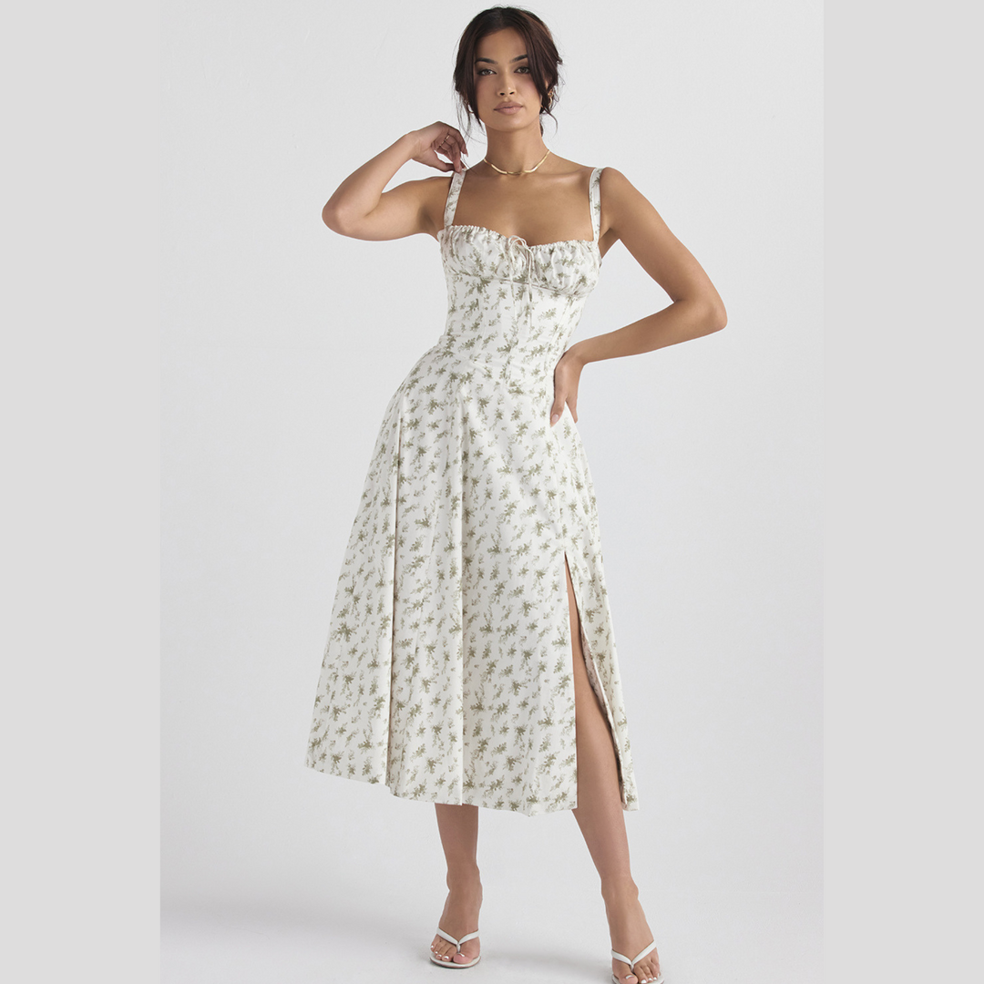 Evie | Floral Bustier Midi Dress