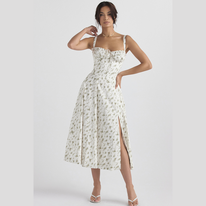 Evie | Floral Bustier Midi Dress