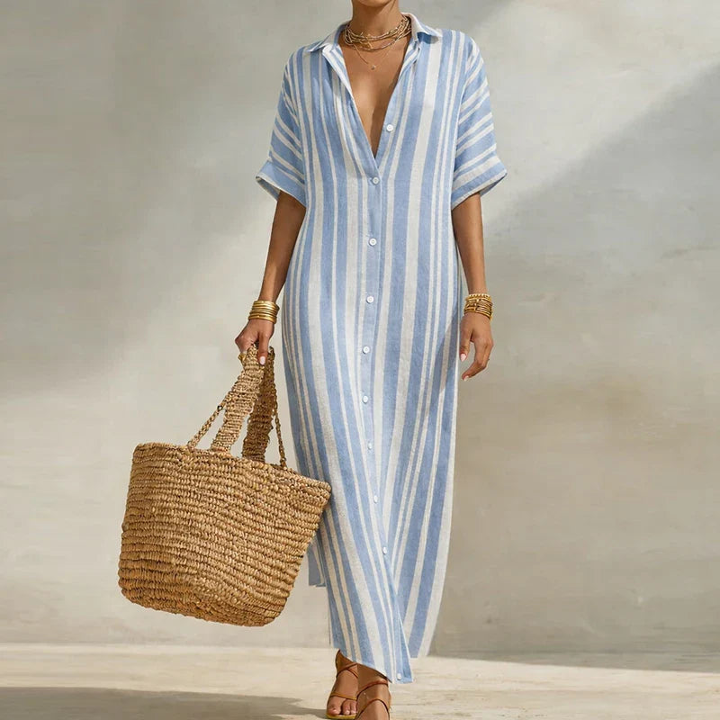 Olivia | Linen Long Shirt Dress