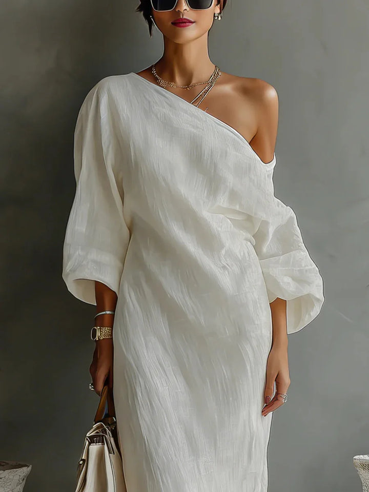 Leona | Women’s One-Shoulder Linen Dress