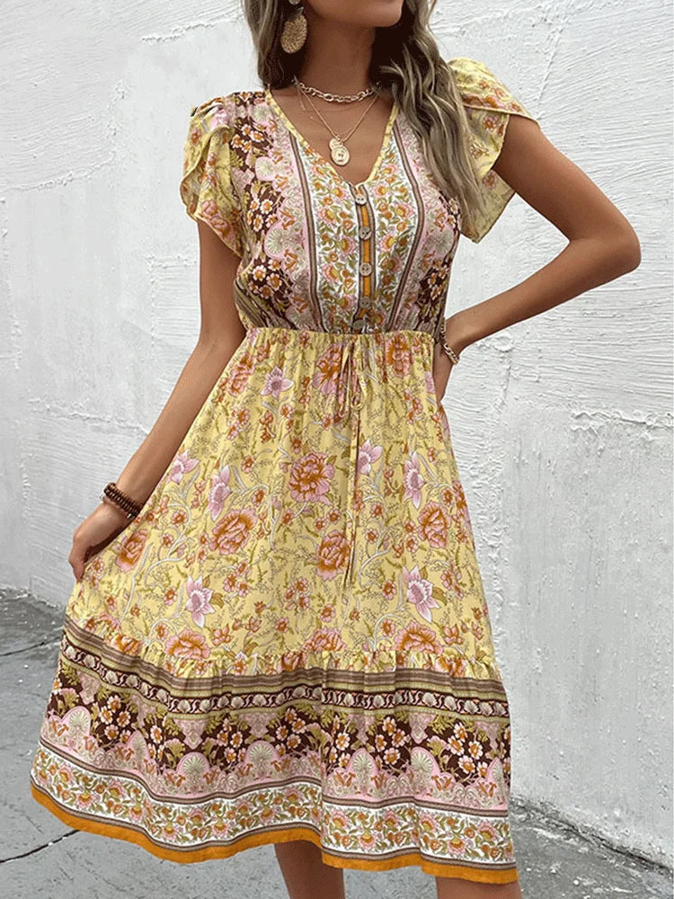 Esme | Flutter Sleeve Floral Midi Dress