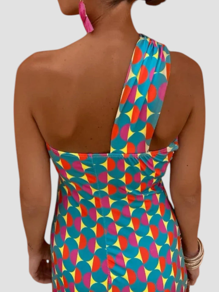 Hollie | Geometric One-Shoulder Midi Dress