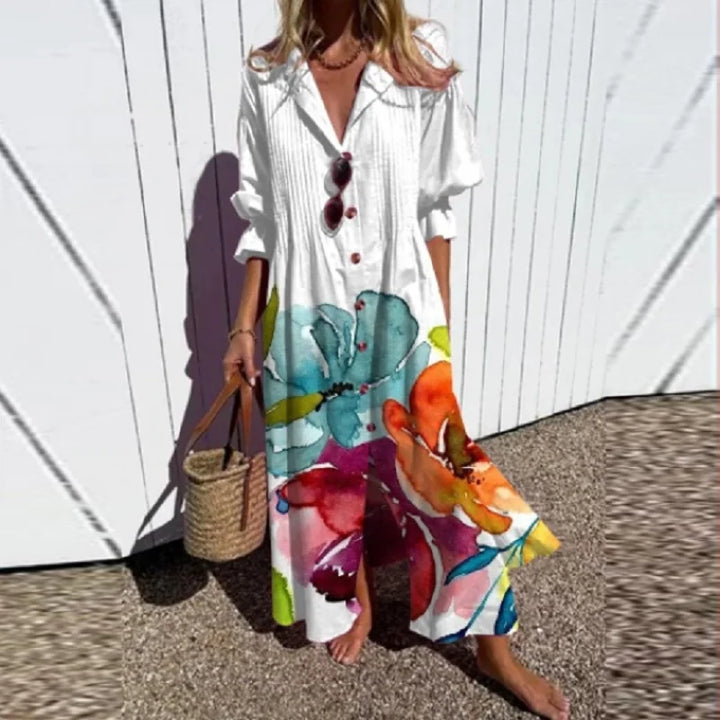 Jade | Floral V-Neck Long Sleeve Maxi