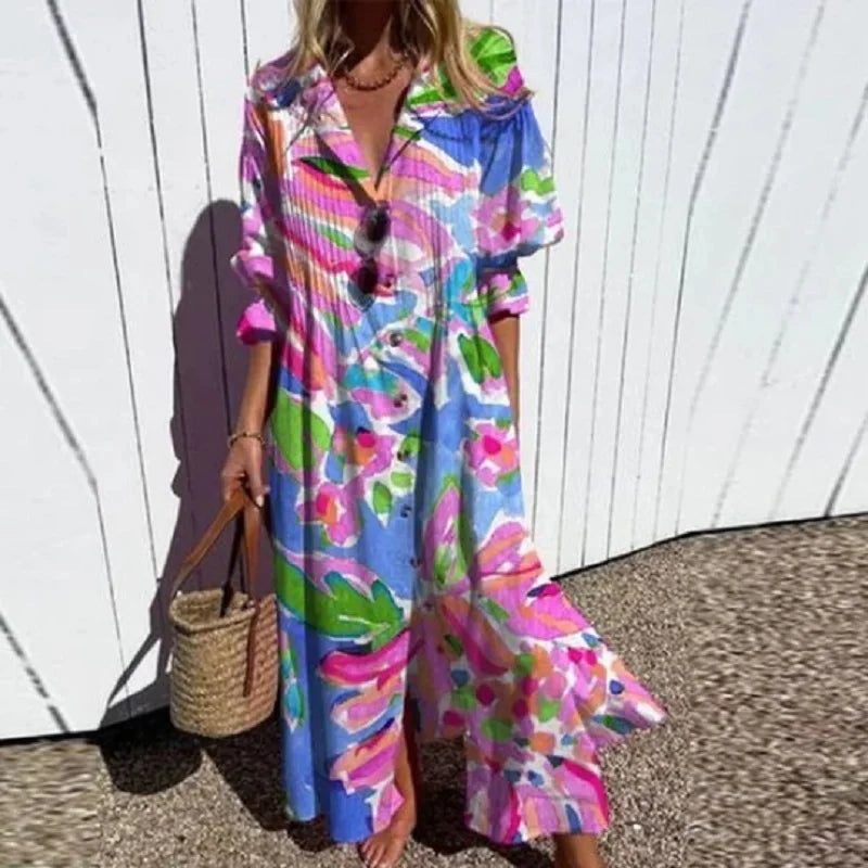 Jade | Floral V-Neck Long Sleeve Maxi