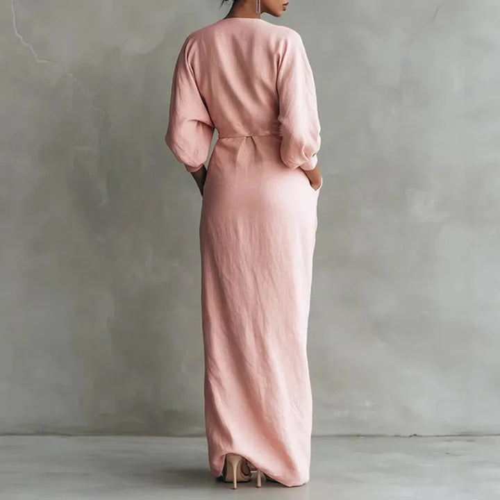 Elena | Women’s V-Neck Wrap-Waist Long Dress