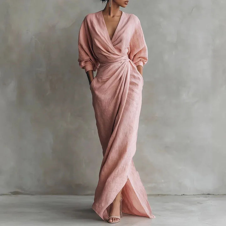 Elena | Women’s V-Neck Wrap-Waist Long Dress