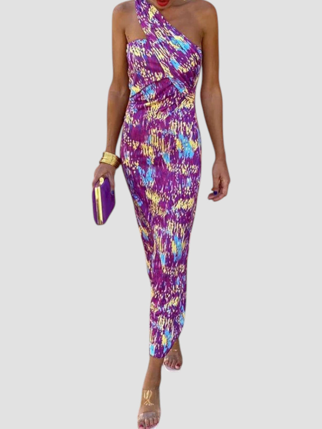 Hollie | Geometric One-Shoulder Midi Dress