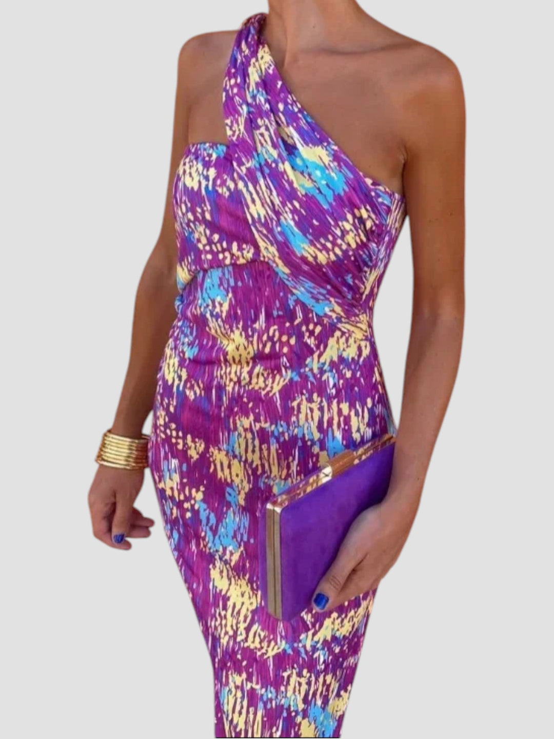 Hollie | Geometric One-Shoulder Midi Dress