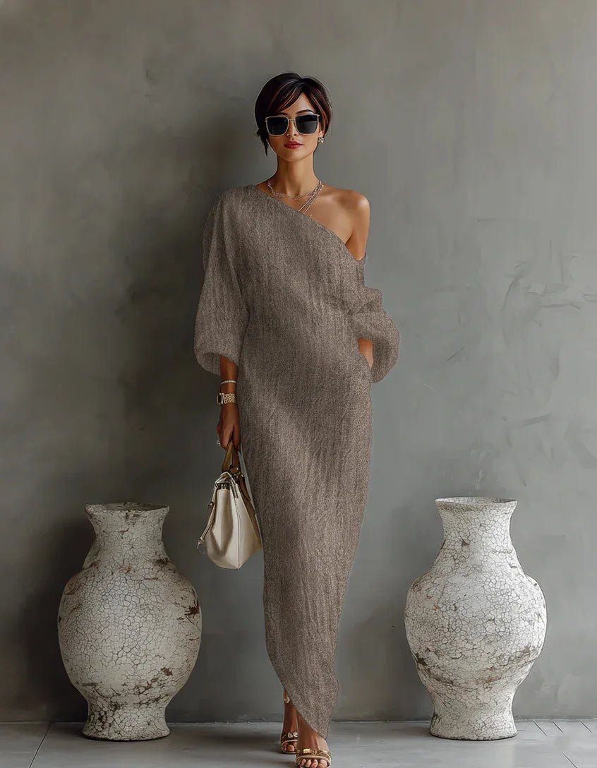 Leona | Women’s One-Shoulder Linen Dress