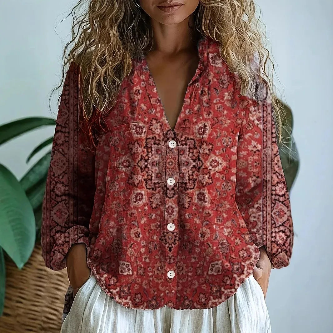 Brianna | Printed V-Neck Long Sleeve