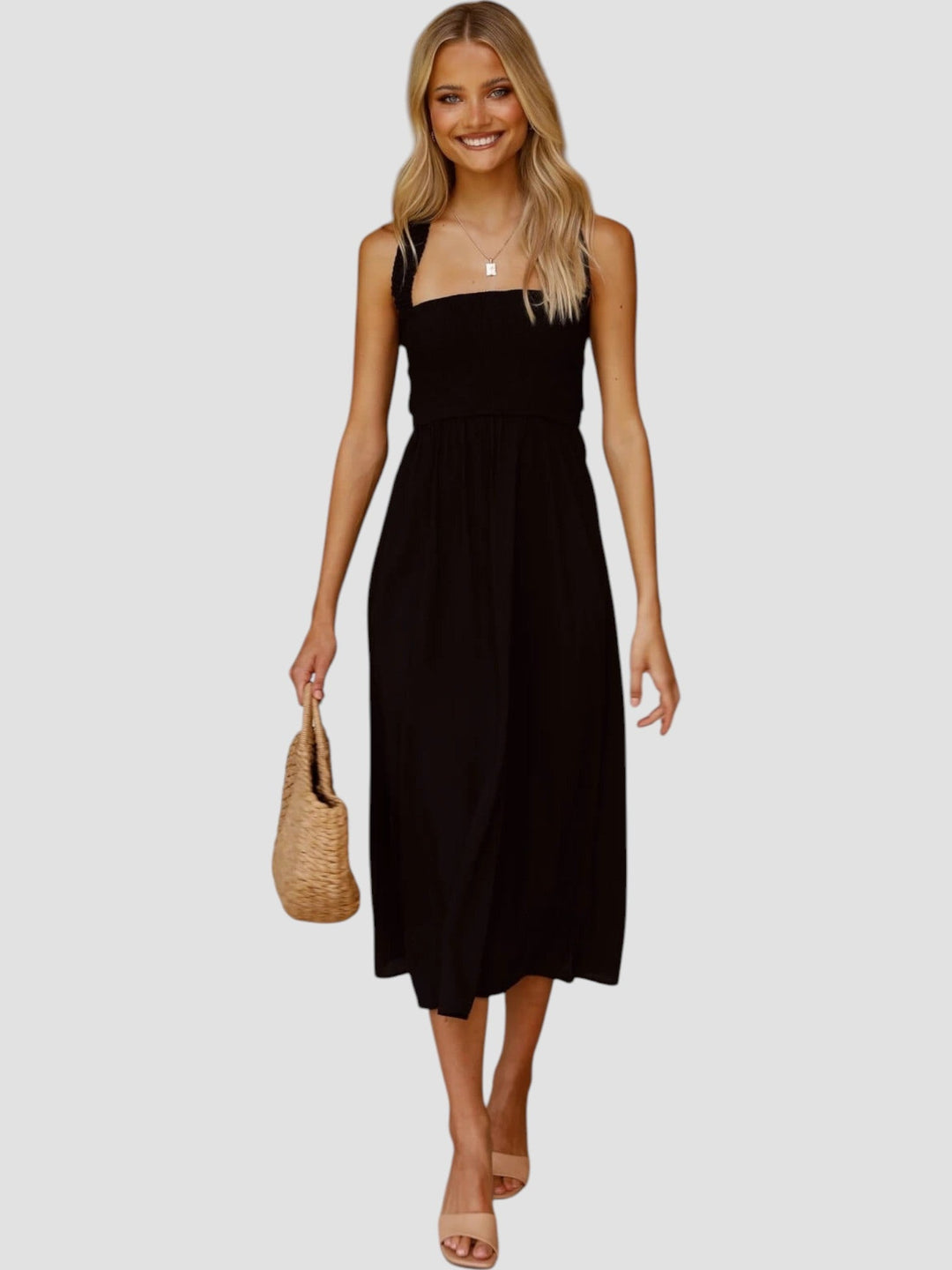 Madeleine | Smocked Square Neck Midi Dress