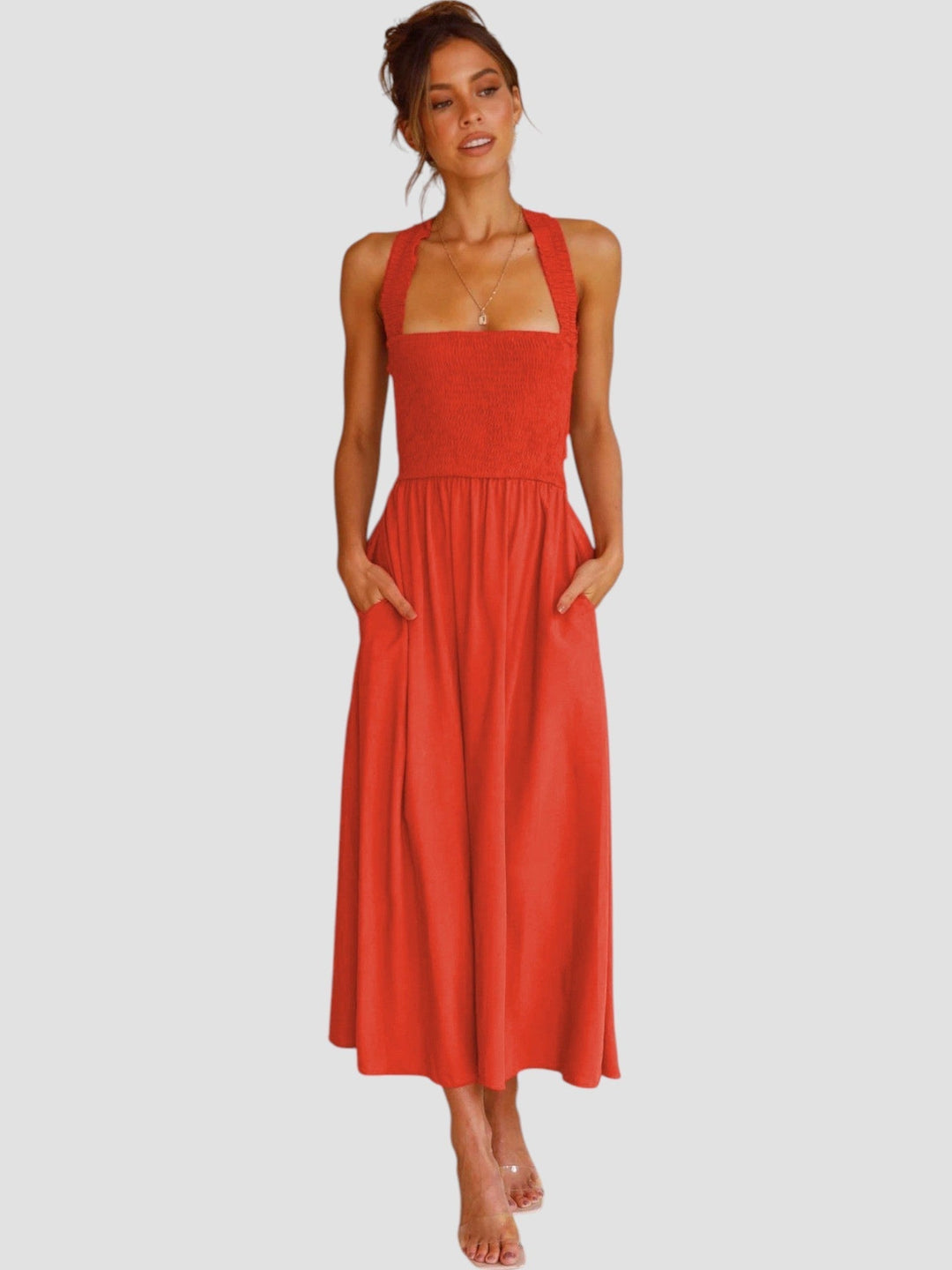 Madeleine | Smocked Square Neck Midi Dress