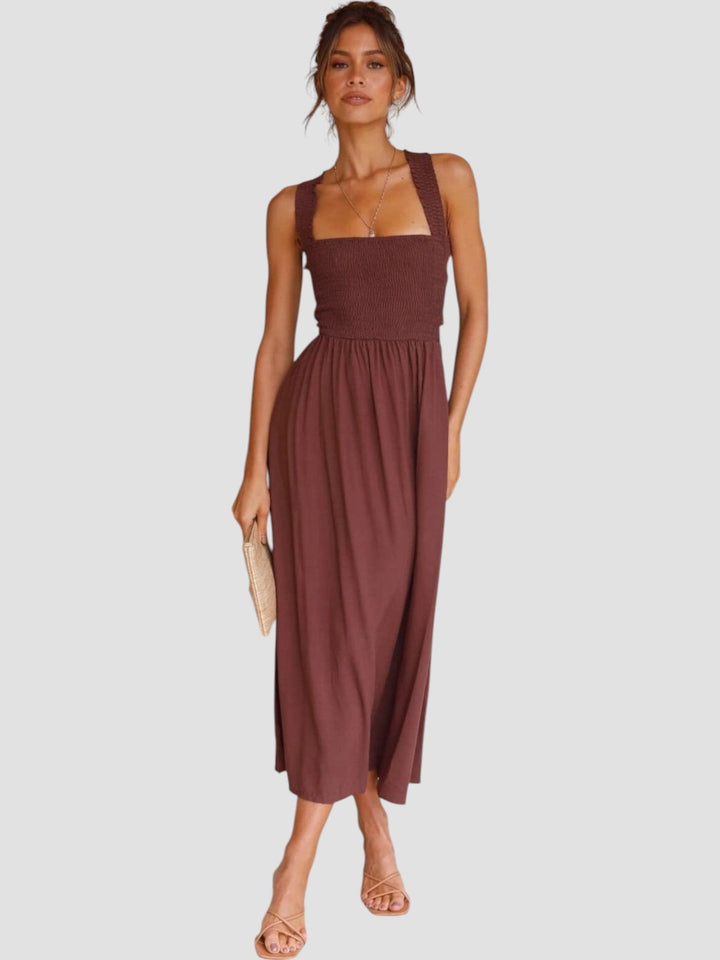 Madeleine | Smocked Square Neck Midi Dress