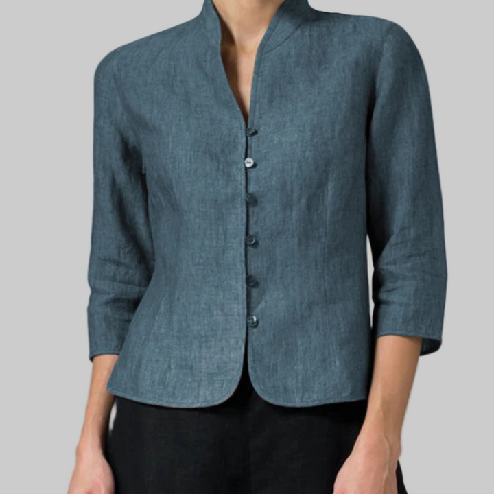 Claire | Stand Collar Blouse with Versatile Flair