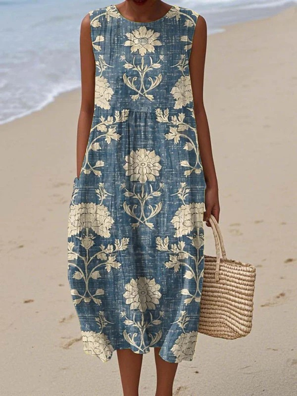 Lettie | Vintage Floral Sleeveless Midi Dress
