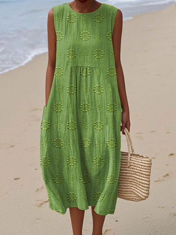 Nerys | Textured Sleeveless Midi Dress