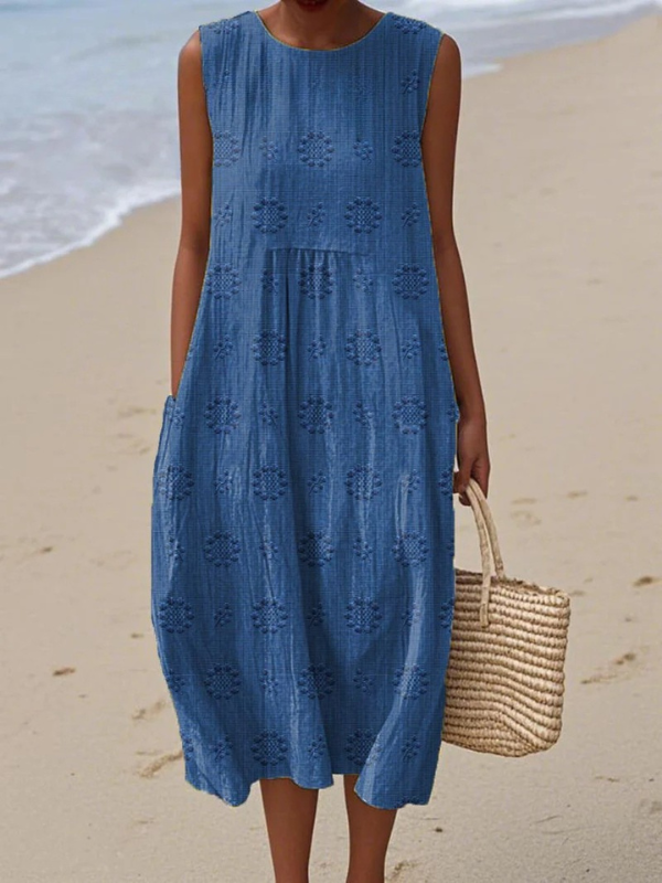 Nerys | Textured Sleeveless Midi Dress