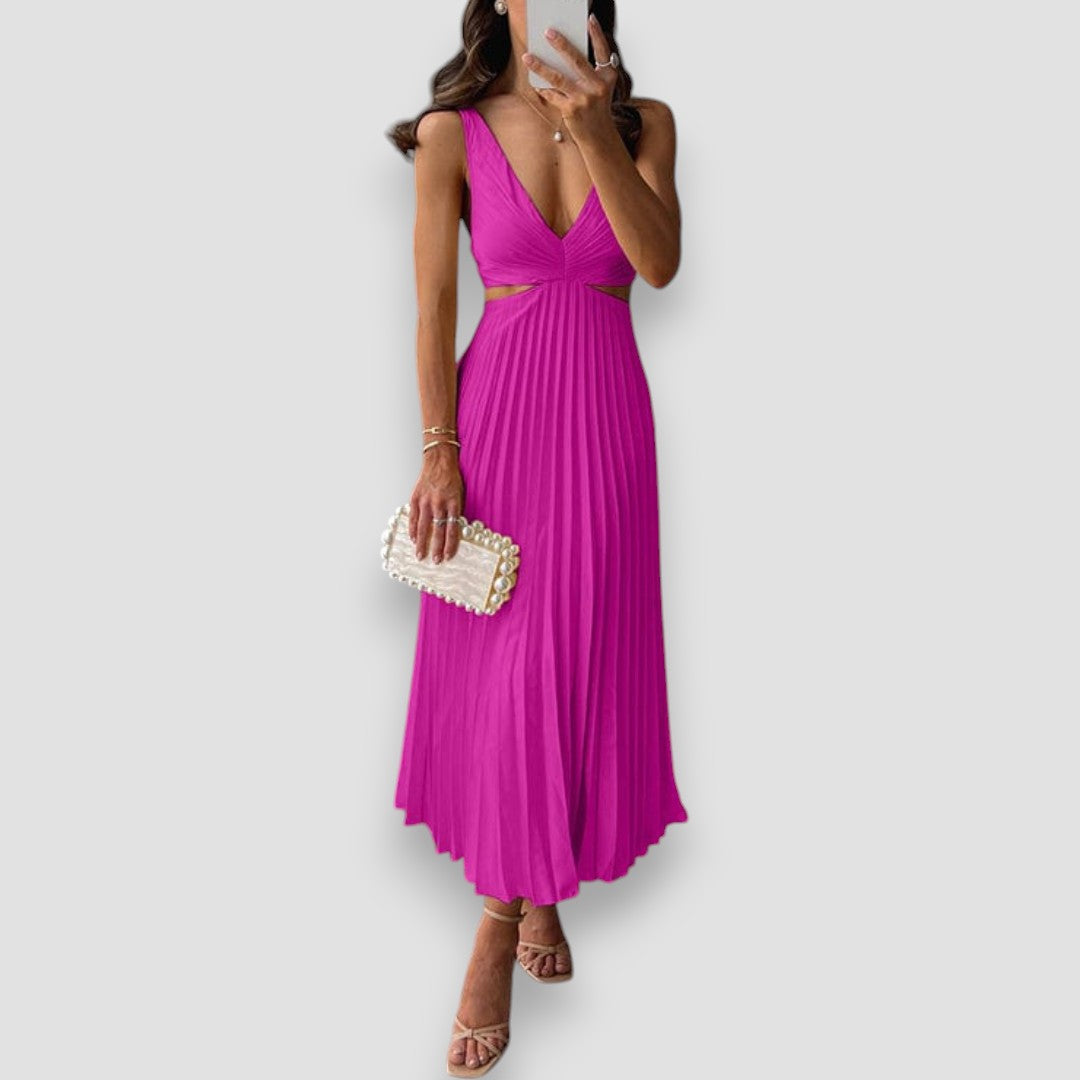 Maisie | Cut-Out Pleated Midi Dress