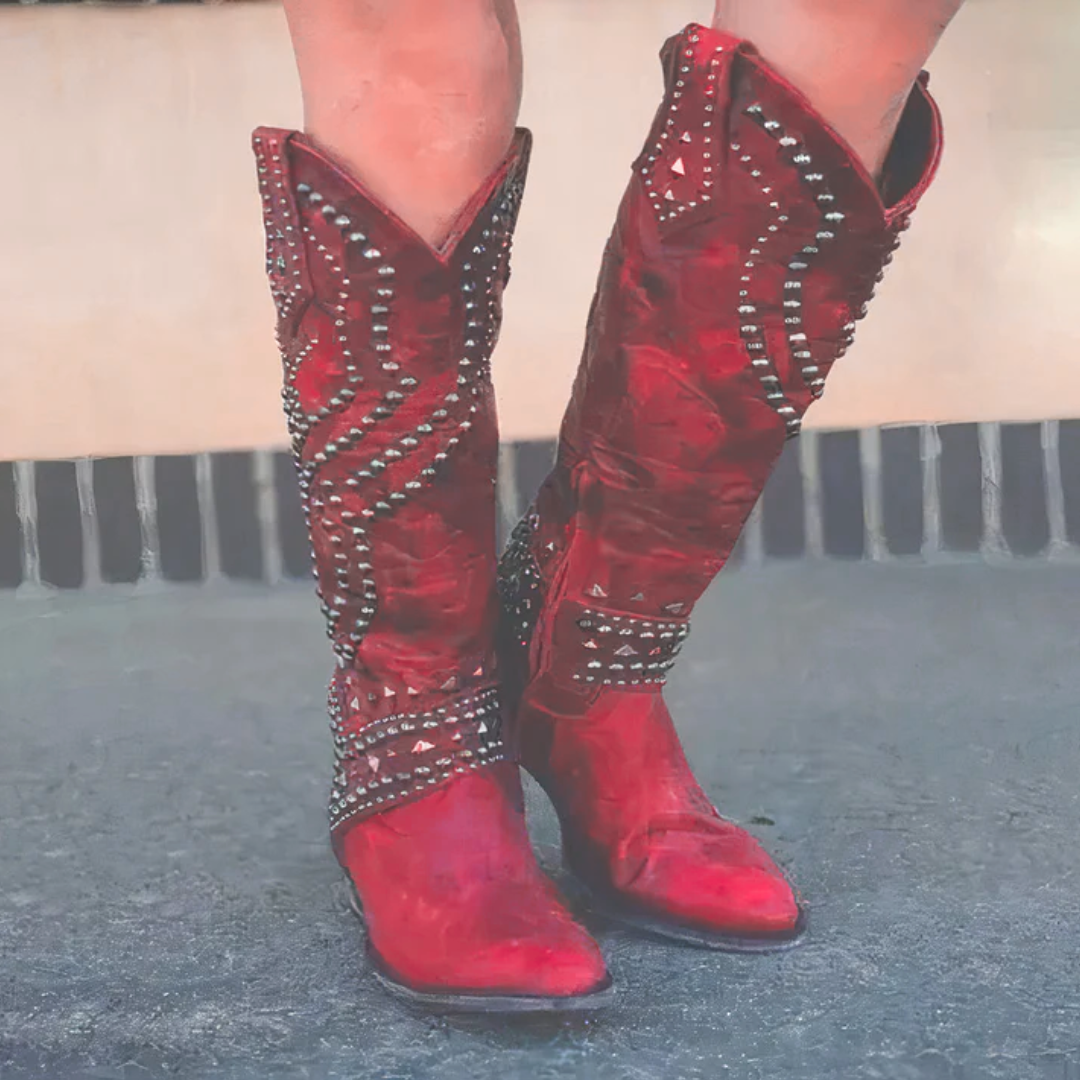 Juliet | Studded Western Knee-High Boots