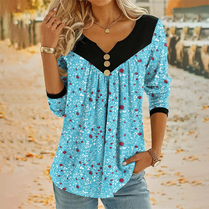 Lucille | Vintage Floral V-Neck T-Shirt