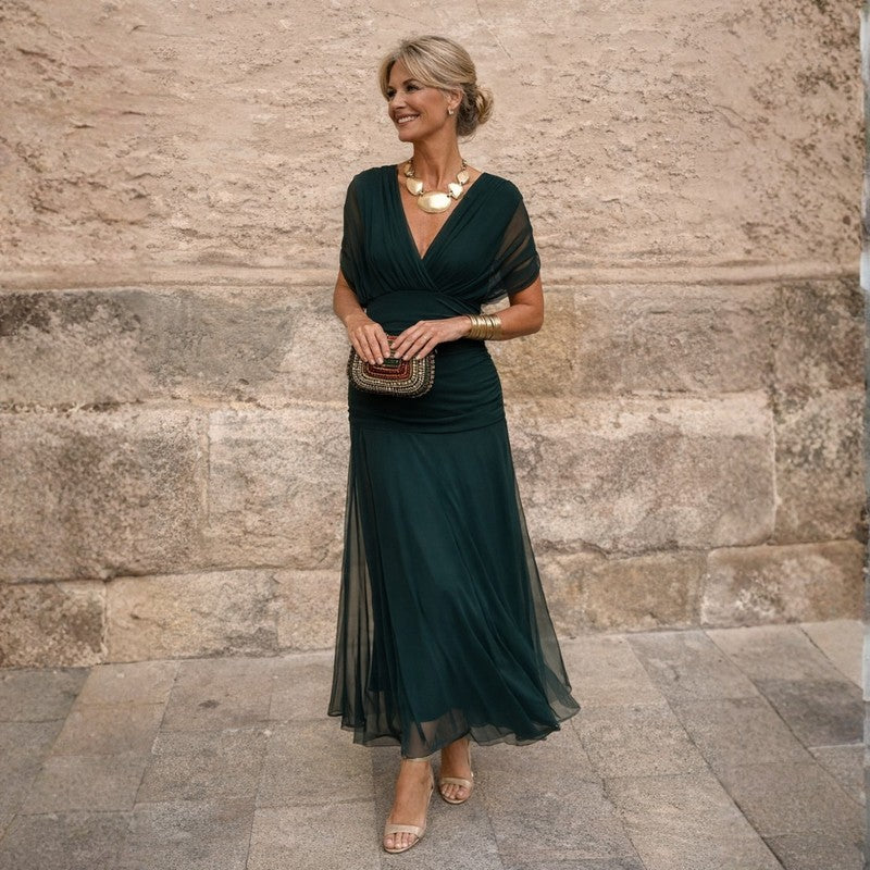 Adrienne | Off-Shoulder Ruched Mermaid Maxi Dress