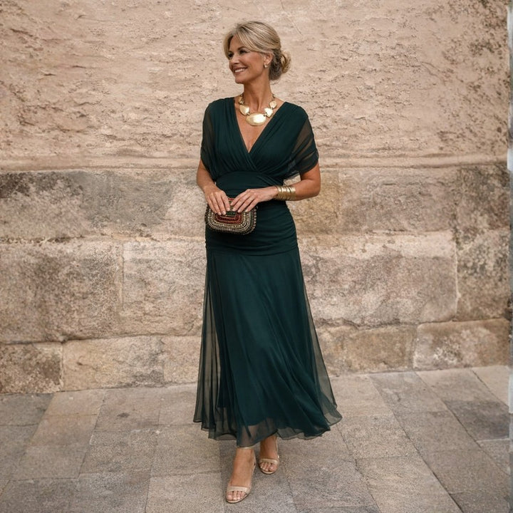 Adrienne | Off-Shoulder Ruched Mermaid Maxi Dress