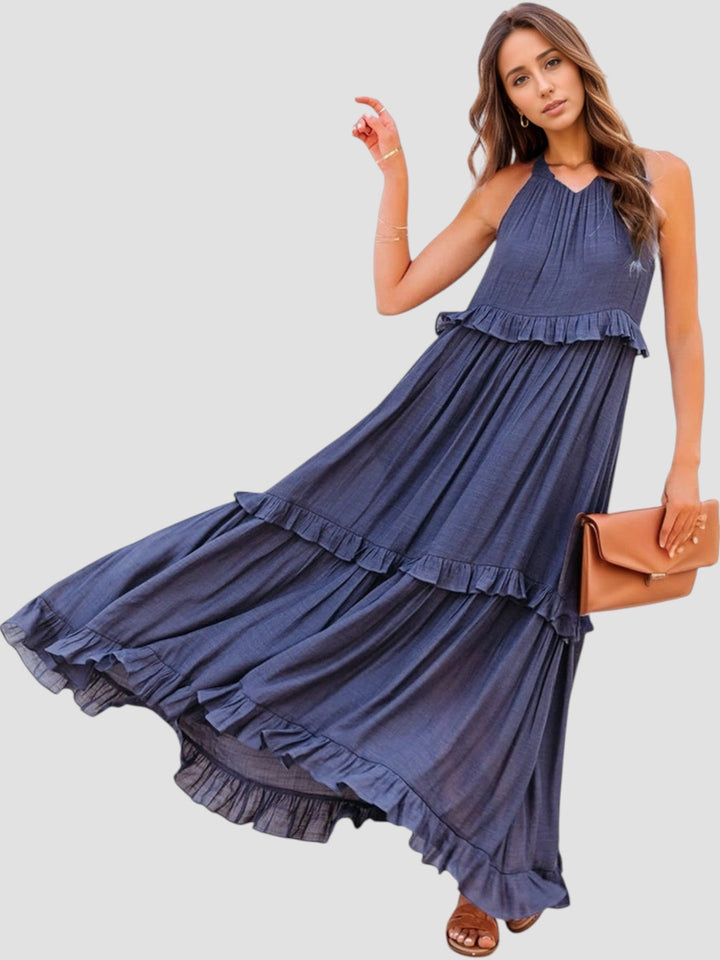 Sybil | Ruffled Halter Neck Midi Dress