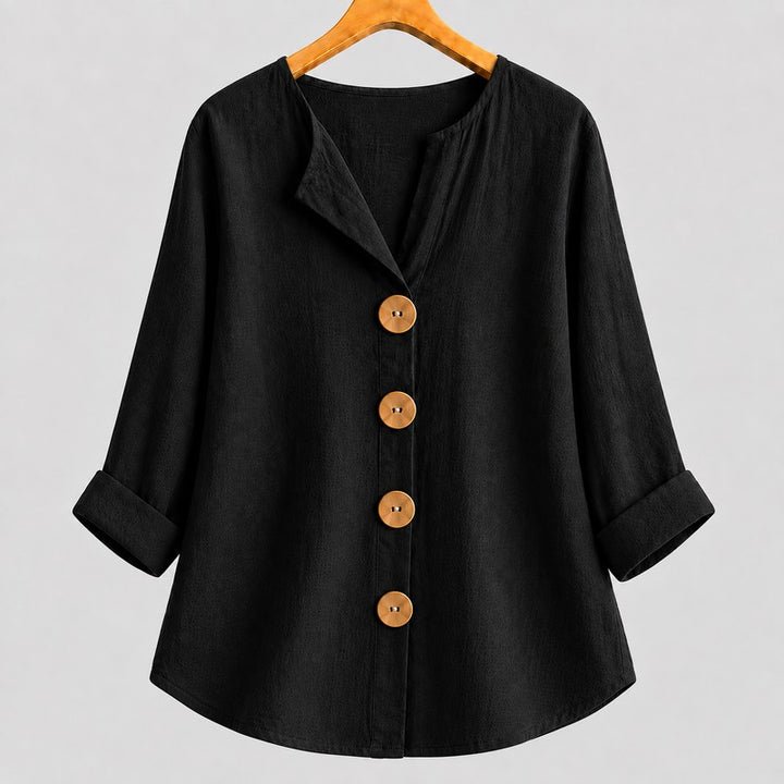 Amira | Relaxed V-Neck Button-Down Blouse