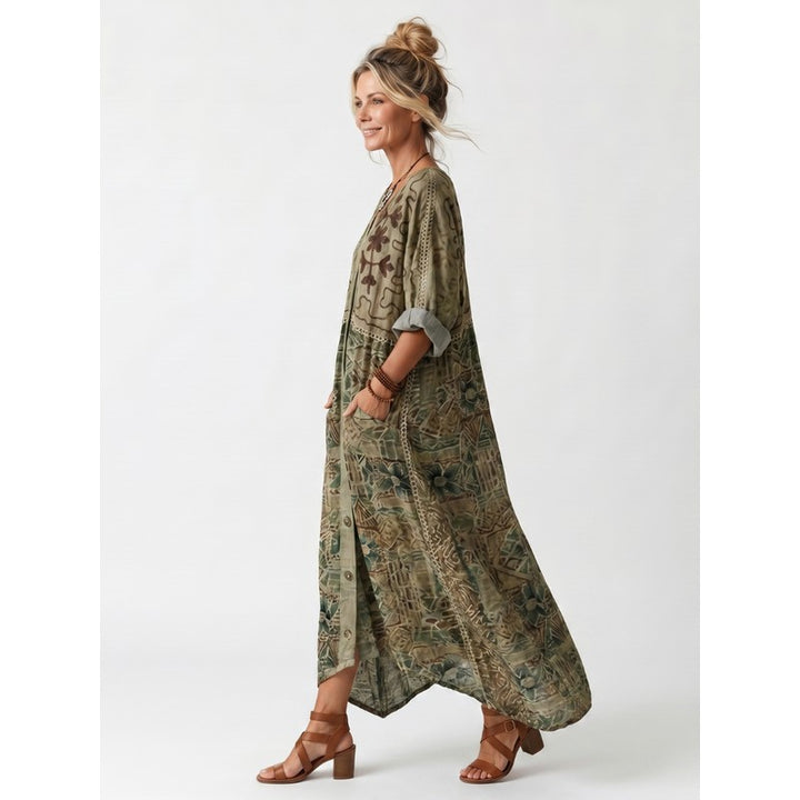 Aleta | Button-Front Oversized Pocket Midi Dress